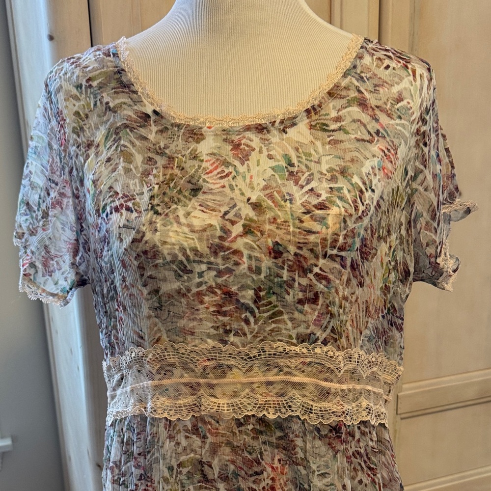 Soft Surroundings Tropical Multi Dress with Lace Detail